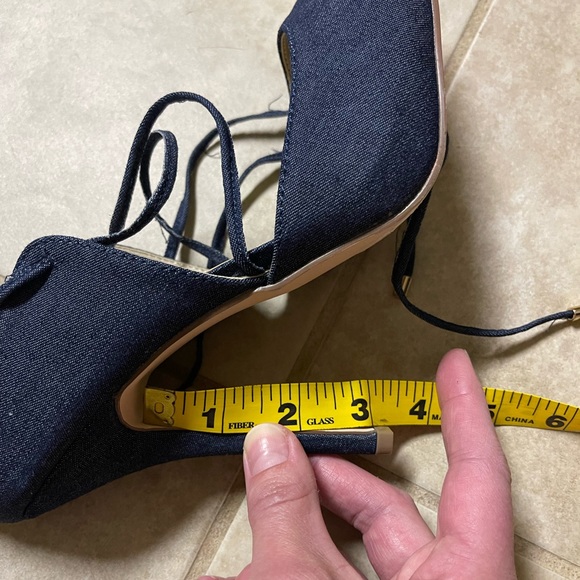 JustFab Denim Lace-up Heels - Picture 5 of 5